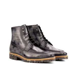 Grey Papiro Patina Leather Moc-Toe Boot