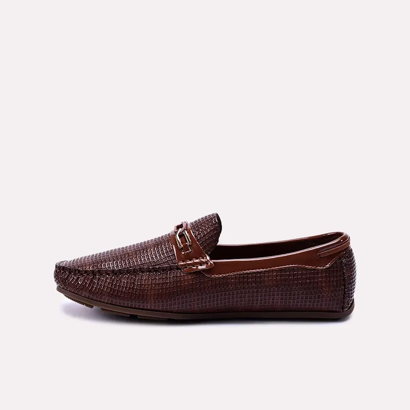 Halston Brown Textured Loafers 0130871