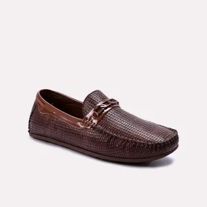 Halston Brown Textured Loafers 0130871