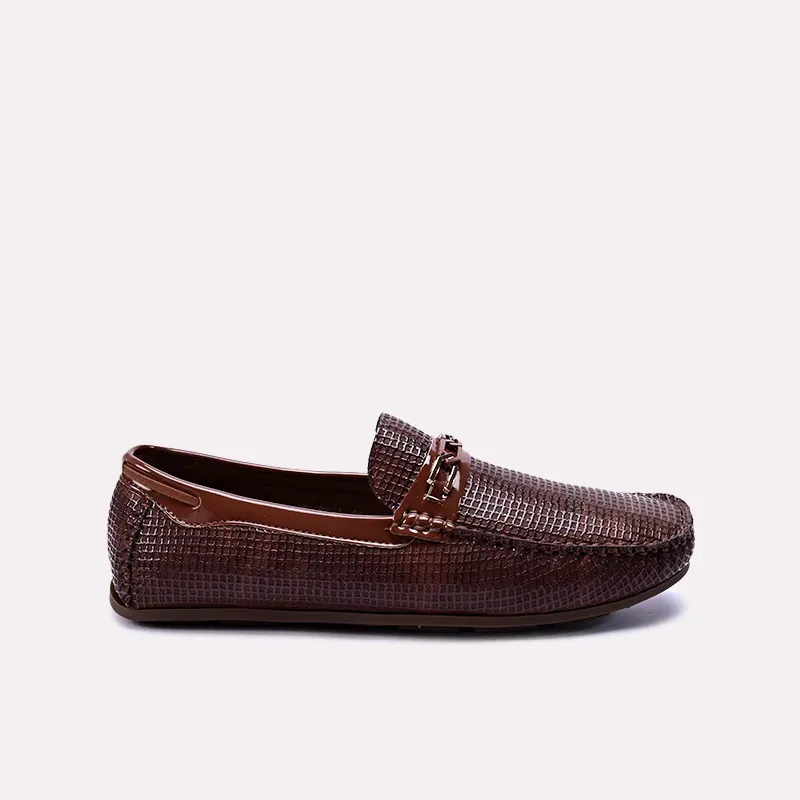 Halston Brown Textured Loafers 0130871