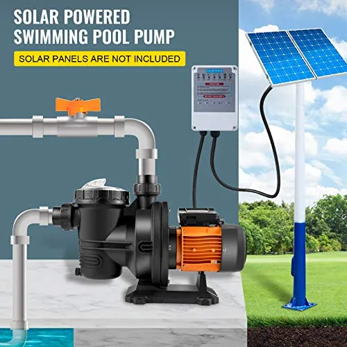 Happybuy Solar Swimming Pool Pump, 900W 92GPM Powerful Motor, 72VDC Max. Head 62ft, w/MPPT Controller & 9.8 ft Powder Cord for Security, Fit for in Ground Water Park/Pool