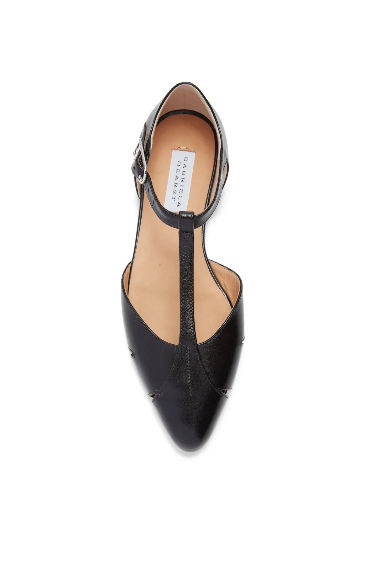 Harlow Ballerina Flat Shoe in Black Leather