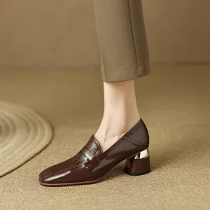 Issa Penny Loafer Heels Brown