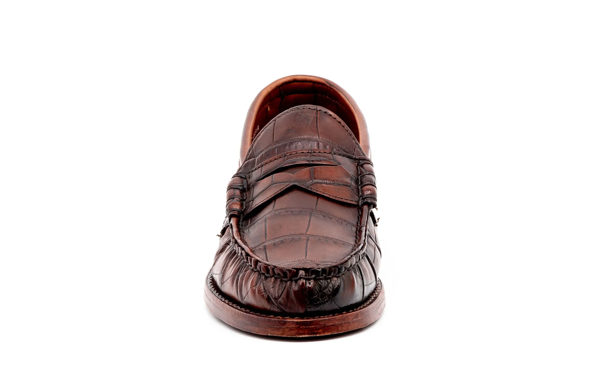 Jacob American Alligator Penny Loafers - Antique Chestnut