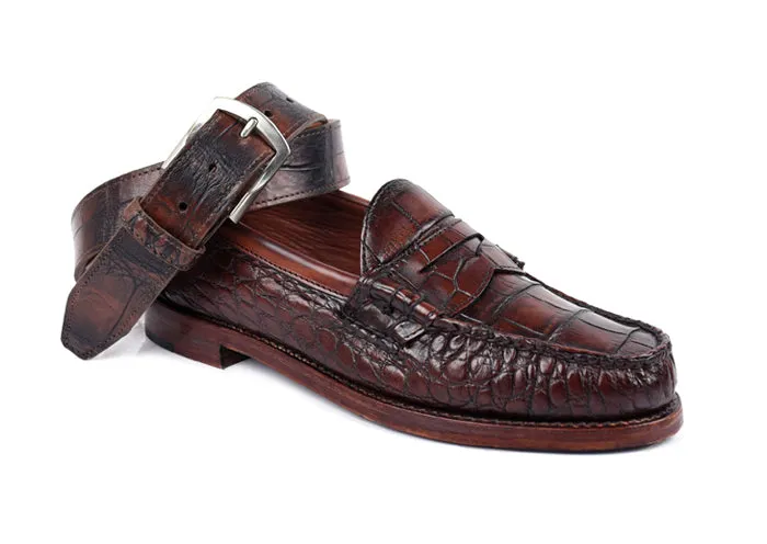 Jacob American Alligator Penny Loafers - Antique Chestnut