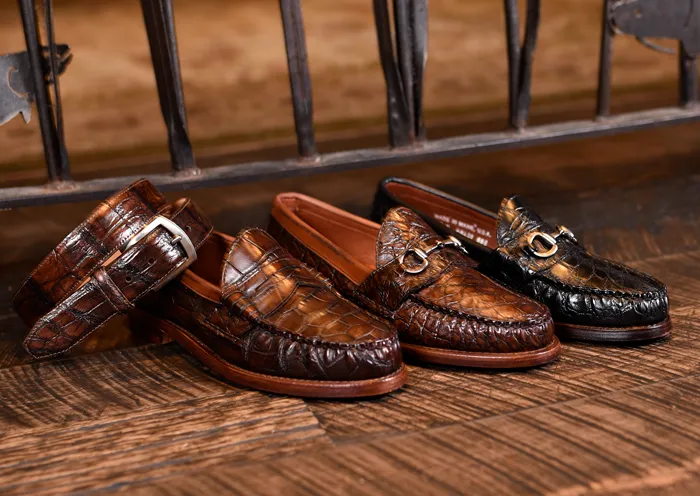 Jacob American Alligator Penny Loafers - Antique Chestnut