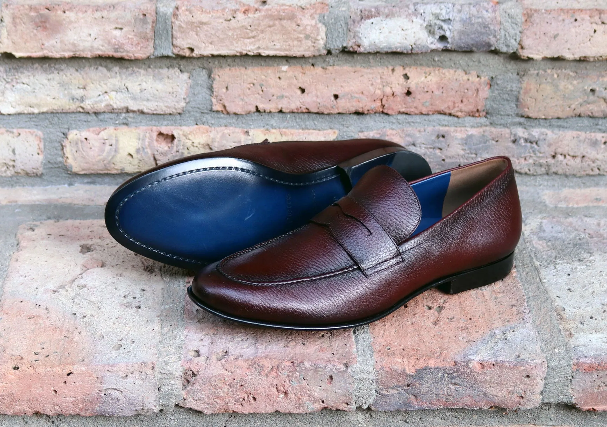 Jean Pierre Deerskin Penny Loafer Burgundy