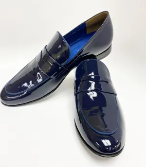 Jean Pierre Shiny Calfskin Penny Loafer Navy