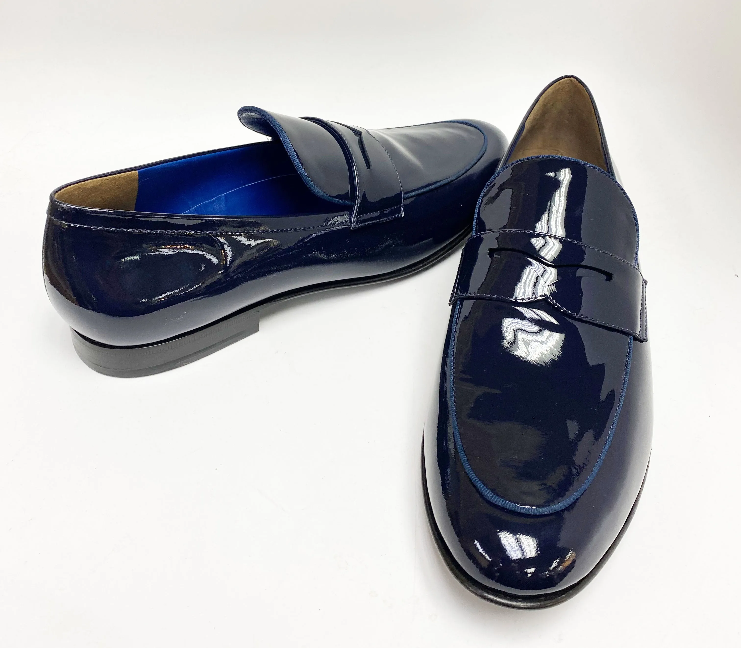 Jean Pierre Shiny Calfskin Penny Loafer Navy