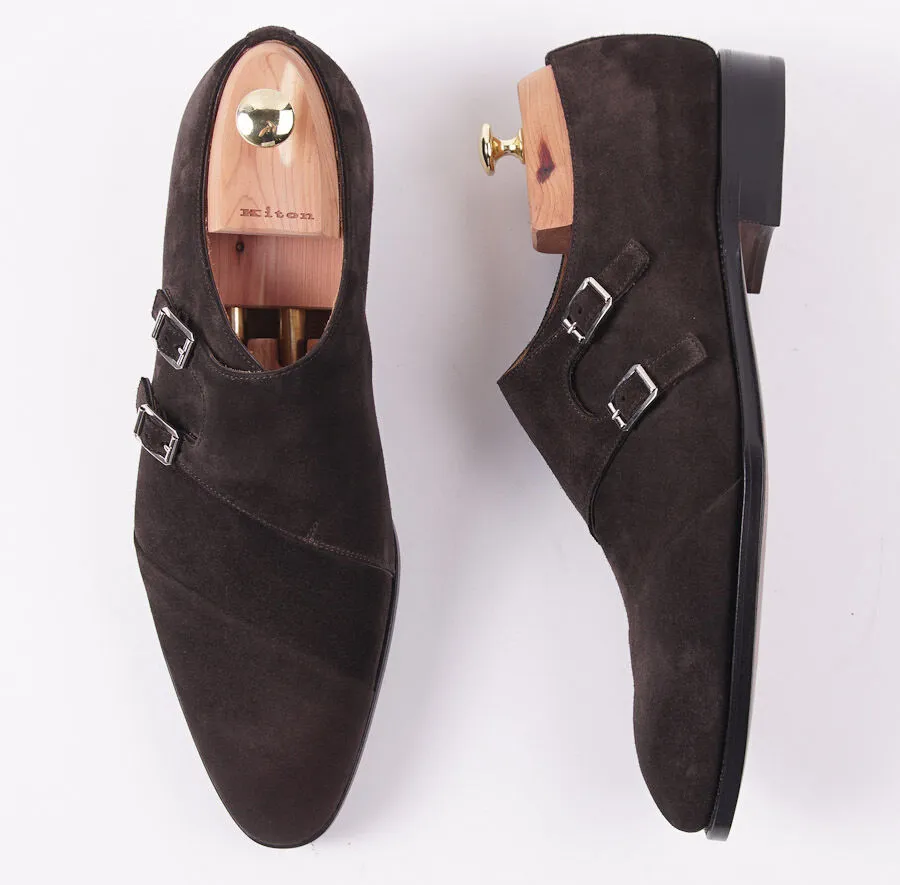 Kiton Suede Double Buckle Monk Strap