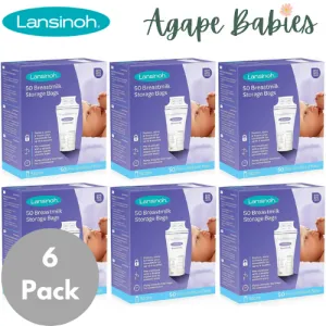 Lansinoh Breastmilk Storage Bags, 50s (6 Pack Bundle, Total 300pcs) (UK Version) (New and Improved)