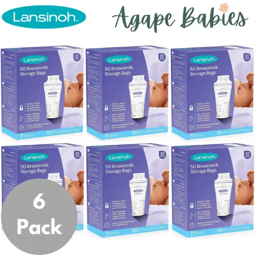 Lansinoh Breastmilk Storage Bags, 50s (6 Pack Bundle, Total 300pcs) (UK Version) (New and Improved)