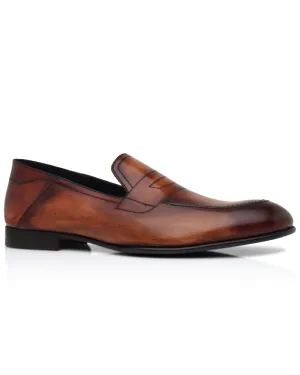 Leather Nerano Penny Loafer in Brown