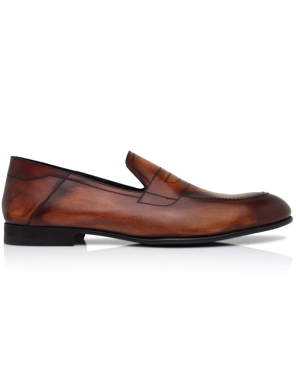 Leather Nerano Penny Loafer in Brown