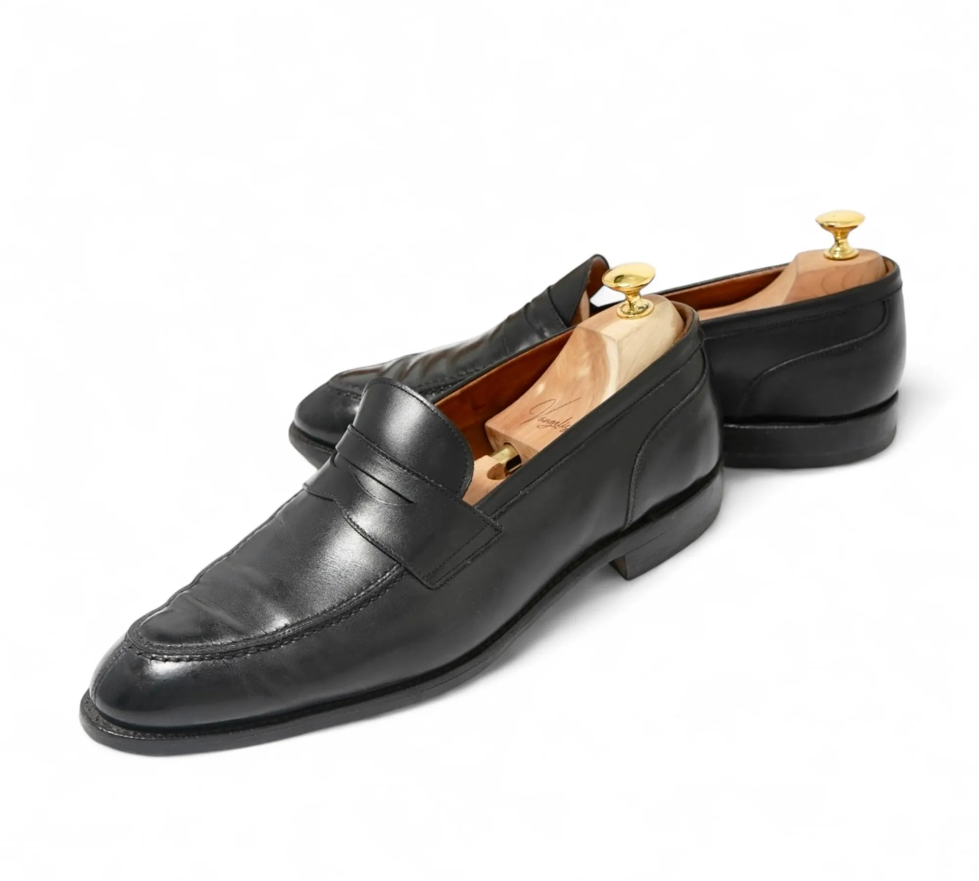 Löf & Tung - Black Split Toe Penny Loafers UK 10/EU 44