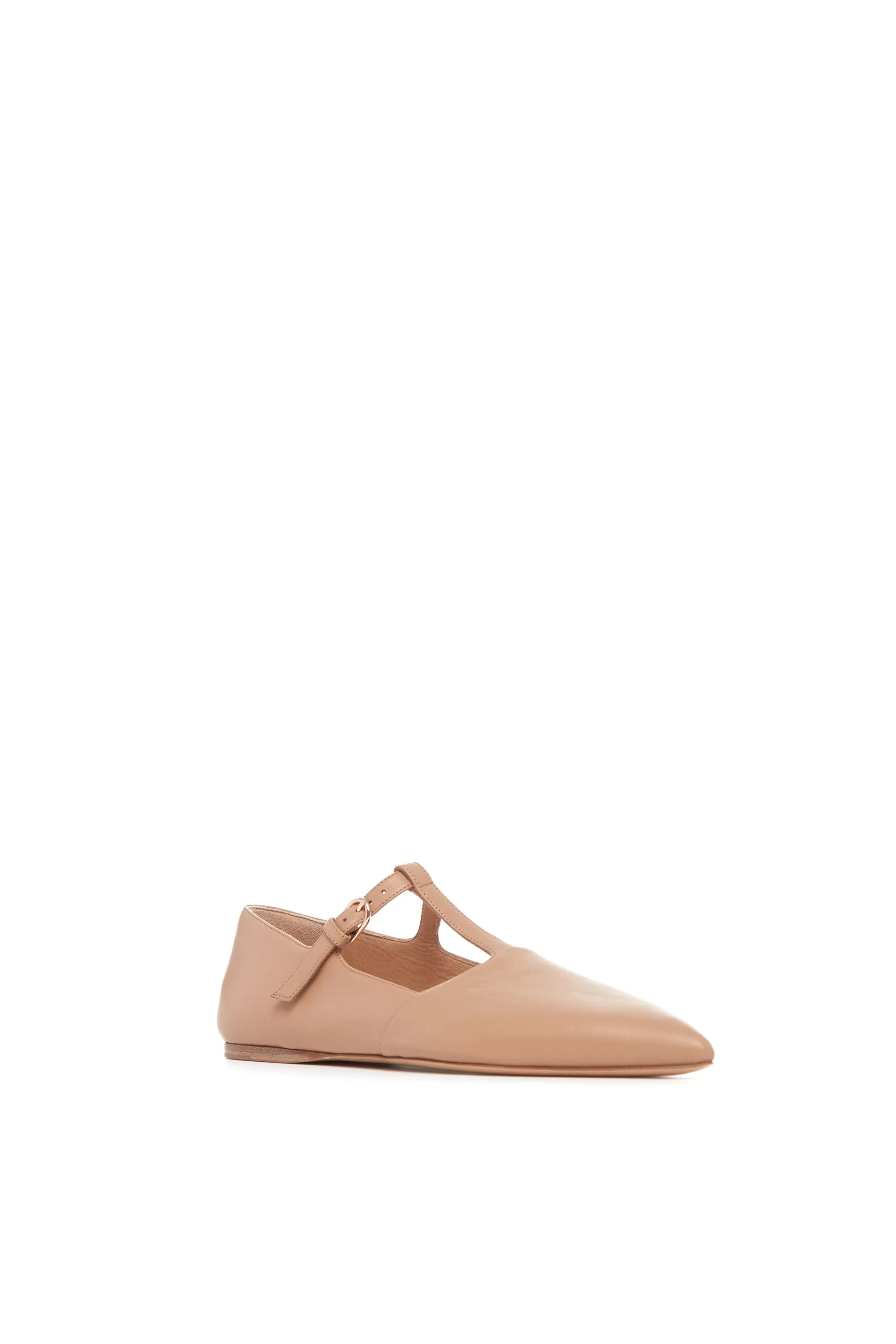 Lola Ballerina Flat Shoe in Dark Camel Nappa Leather