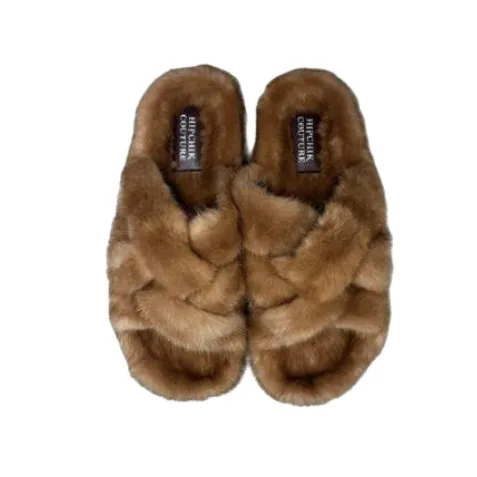 Luxe Mink Criss Cross slides