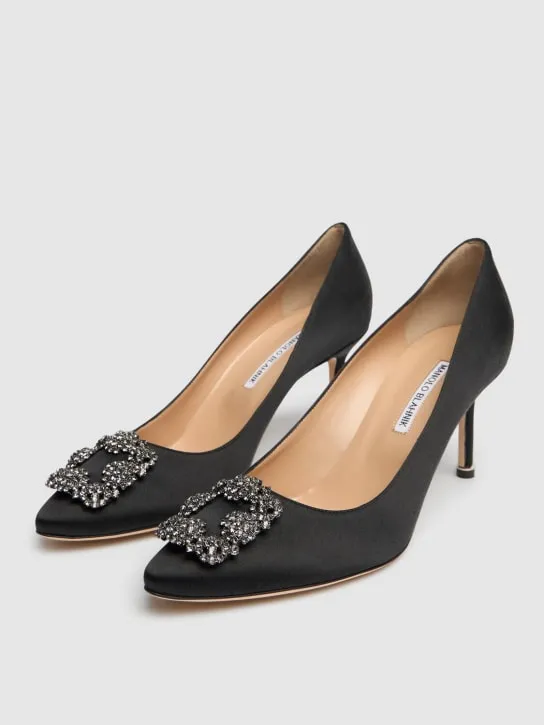 Manolo Blahnik   70mm Hangisi satin pumps 