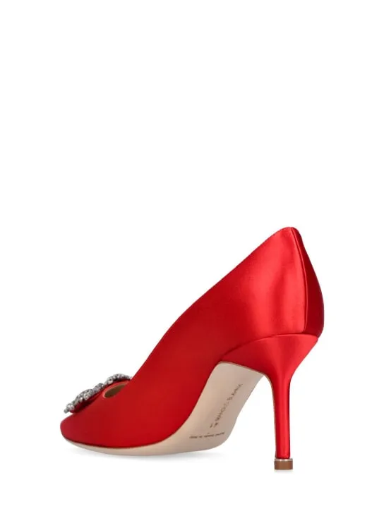 Manolo Blahnik   70mm Hangisi satin pumps 