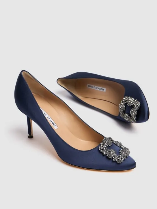 Manolo Blahnik   70mm Hangisi satin pumps 