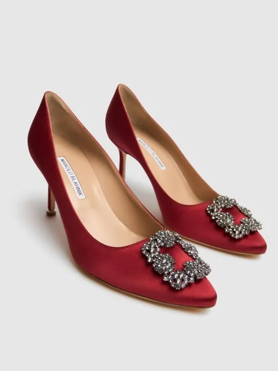 Manolo Blahnik   70mm Hangisi satin pumps 