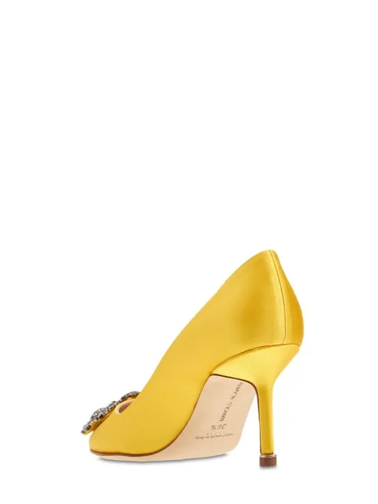 Manolo Blahnik   70mm Hangisi satin pumps 