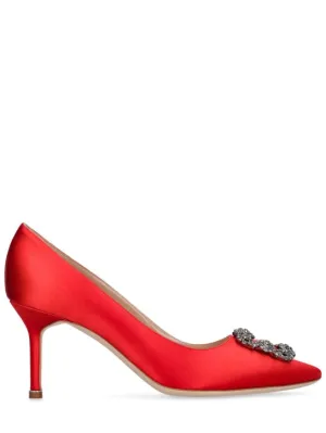 Manolo Blahnik   70mm Hangisi satin pumps 