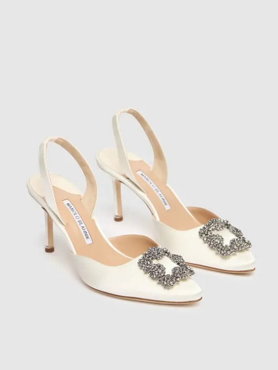 Manolo Blahnik   70mm Hangisi satin slingback pumps 