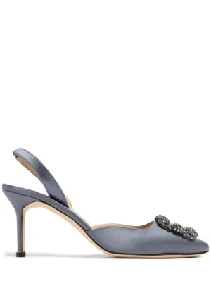 Manolo Blahnik   70mm Hangisi satin slingback pumps 