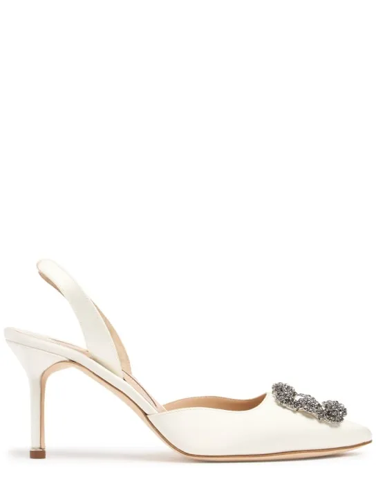 Manolo Blahnik   70mm Hangisi satin slingback pumps 