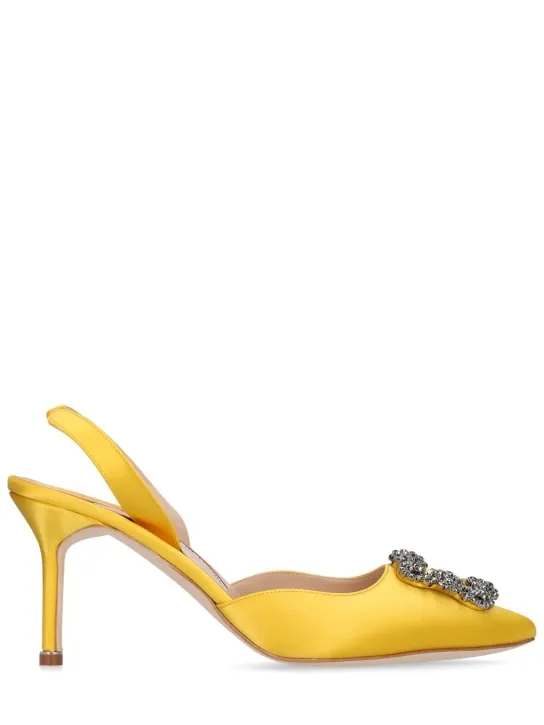 Manolo Blahnik   70mm Hangisi satin slingback pumps 