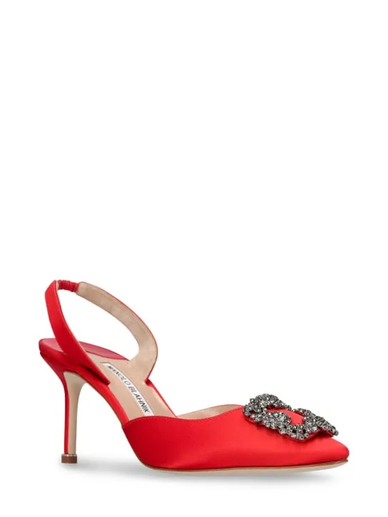 Manolo Blahnik   70mm Hangisi satin slingback pumps 