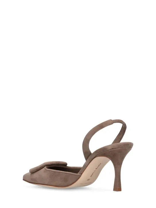 Manolo Blahnik   70mm Maysli suede slingback pumps 