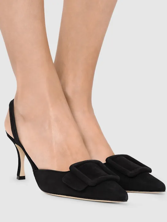 Manolo Blahnik   70mm Maysli suede slingback pumps 