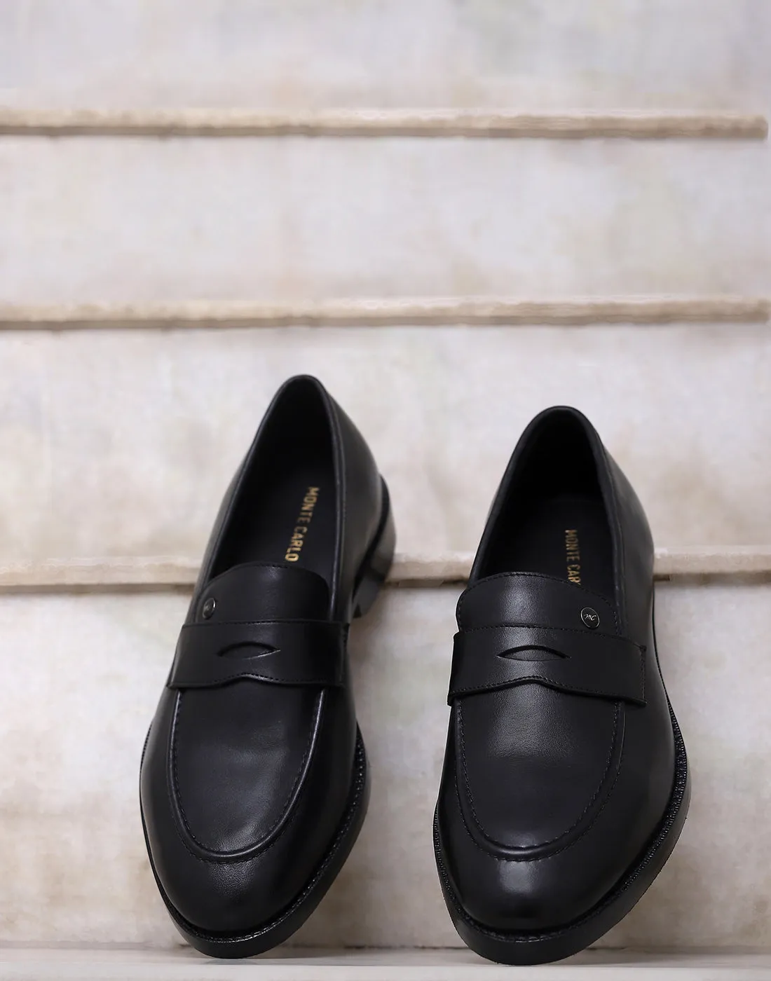 Men Black Slip on Genuine Leather Loafers