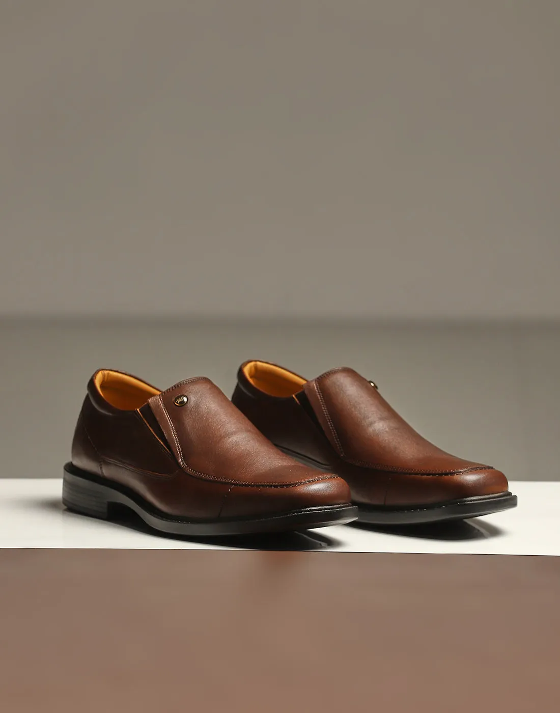 Men Brown Slip on Genuine Leather Penny Loafers