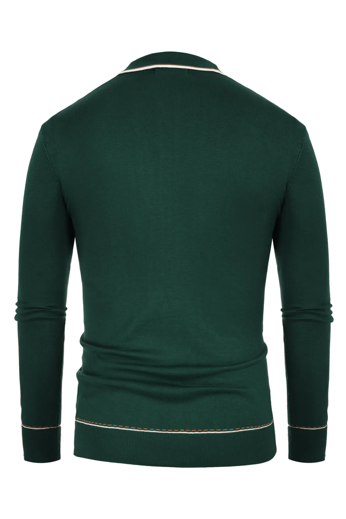 Men Ribbed Sweater Long Sleeve Lapel Collar Button-up Neck Pullover Knitwear Shirts