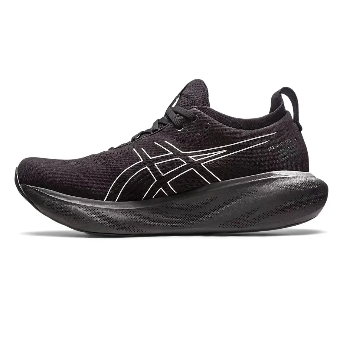 Mens ASICS Nimbus 25 Platinum - Black / Pure Silver