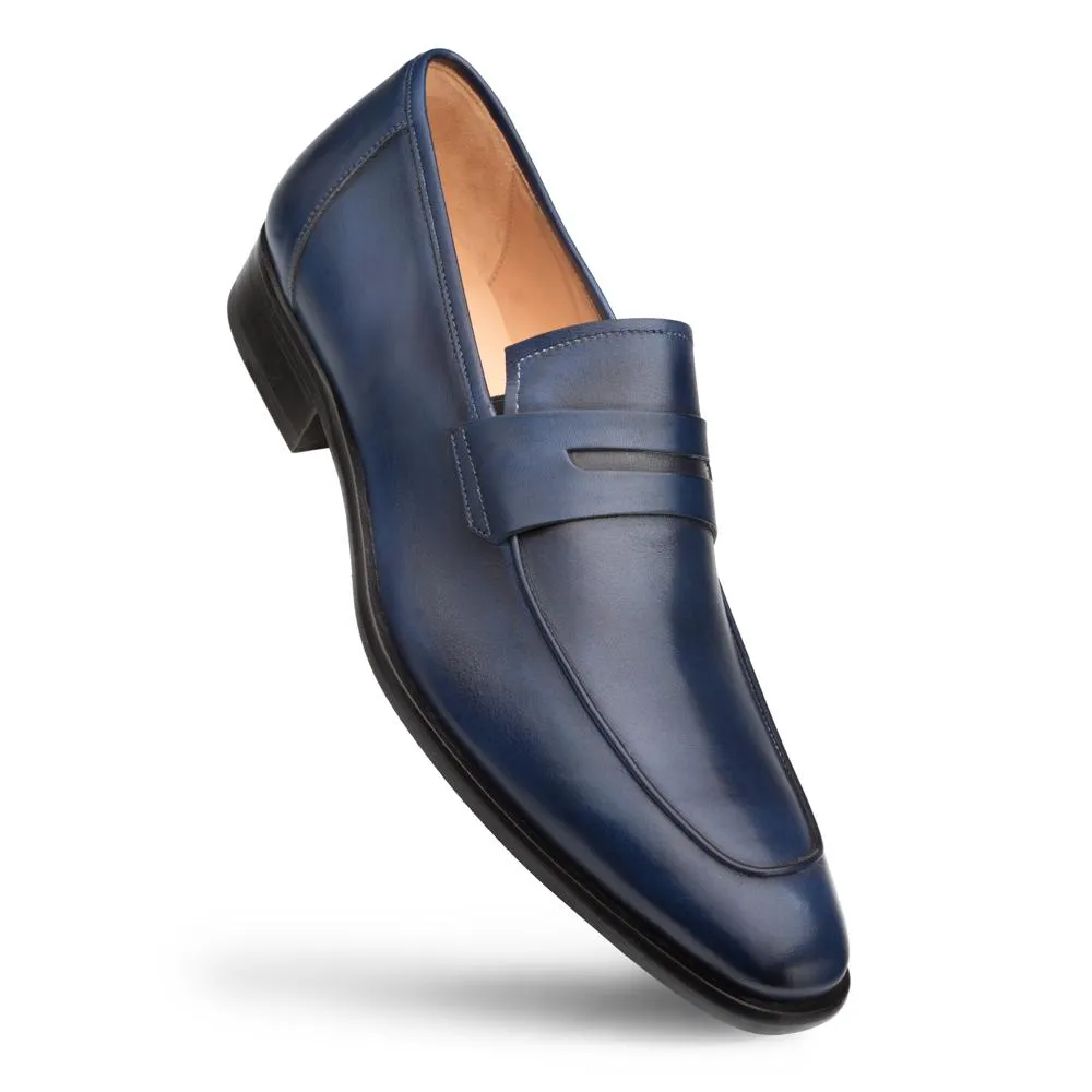 Mezlan E20243 Men's Shoes Navy Calf-Skin Leather Penny Loafers (MZ3400)