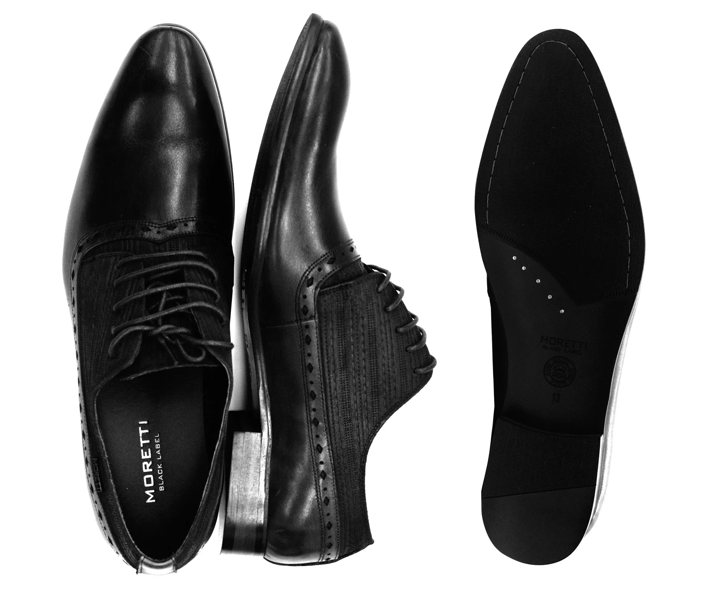 MORETTI,PLAIN TOE-LACE UP-SHOES-M31201-BLACK