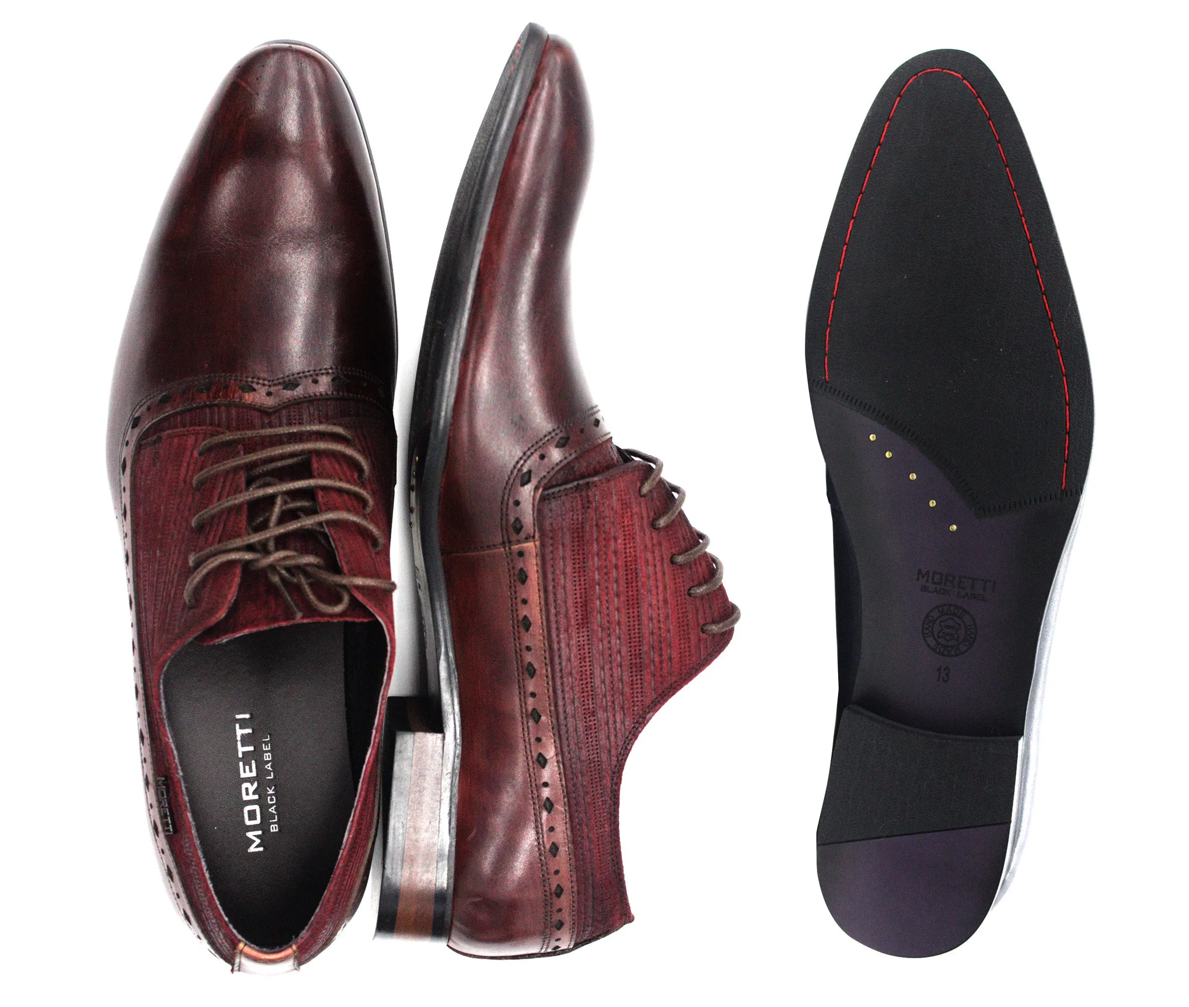 MORETTI,PLAIN TOE-LACE UP-SHOES-M31201-BURGUNDY