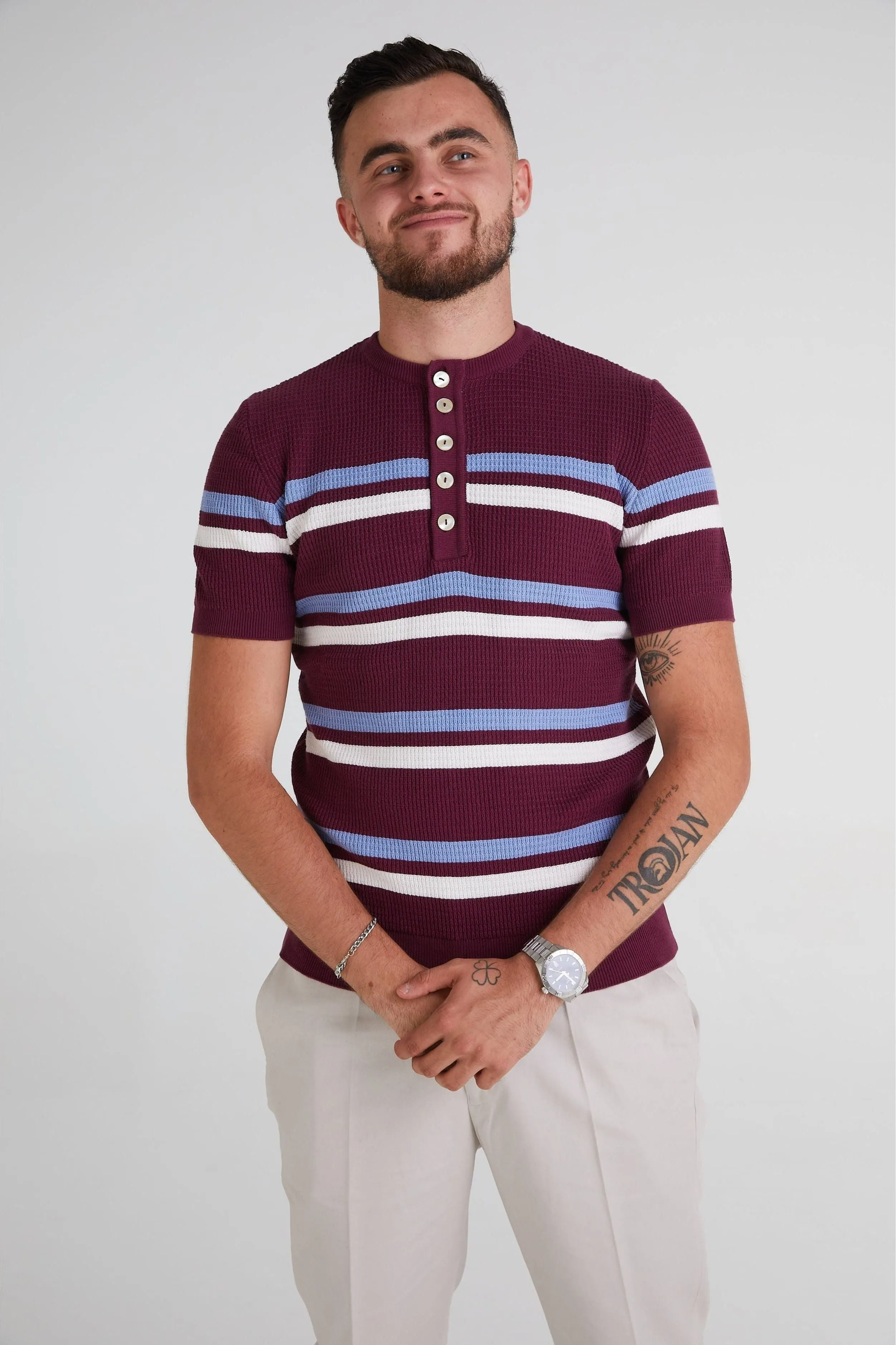 Mr Bridger - Thames Archive Port / Sky Blue / White Stripe  - Henley