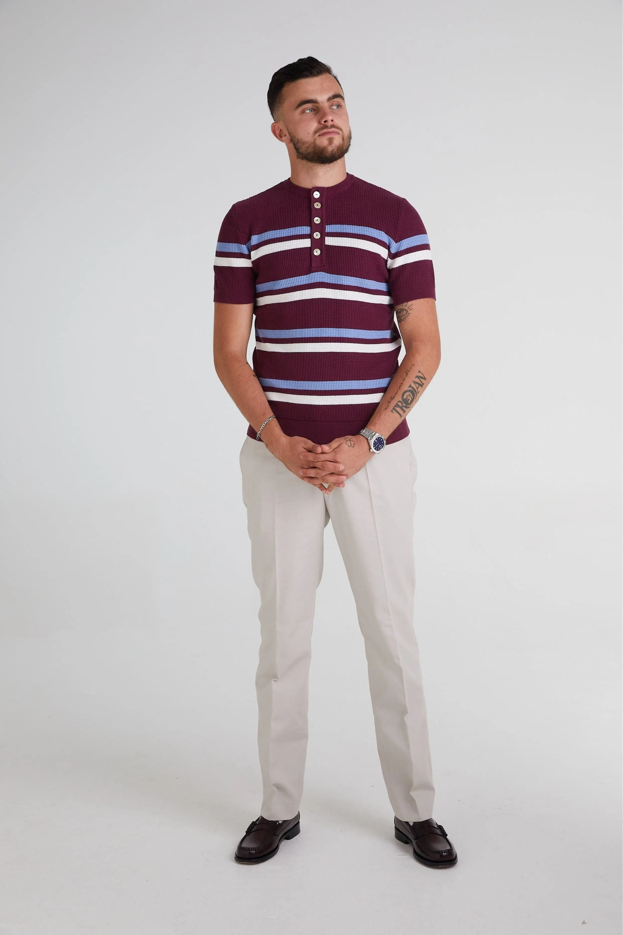 Mr Bridger - Thames Archive Port / Sky Blue / White Stripe  - Henley