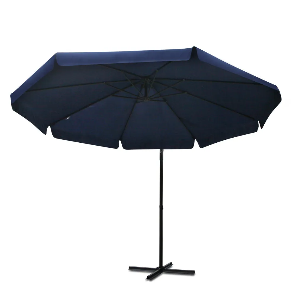 Navy Blue Cantilevered Outdoor Umbrella Shade Canopy Parasol Free Standing