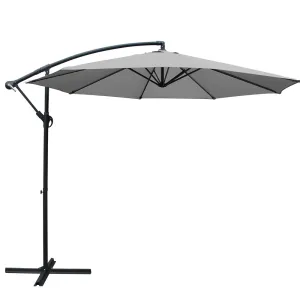 Outdoor Umbrella 3M Cantilever Beach Parasol Garden Grey