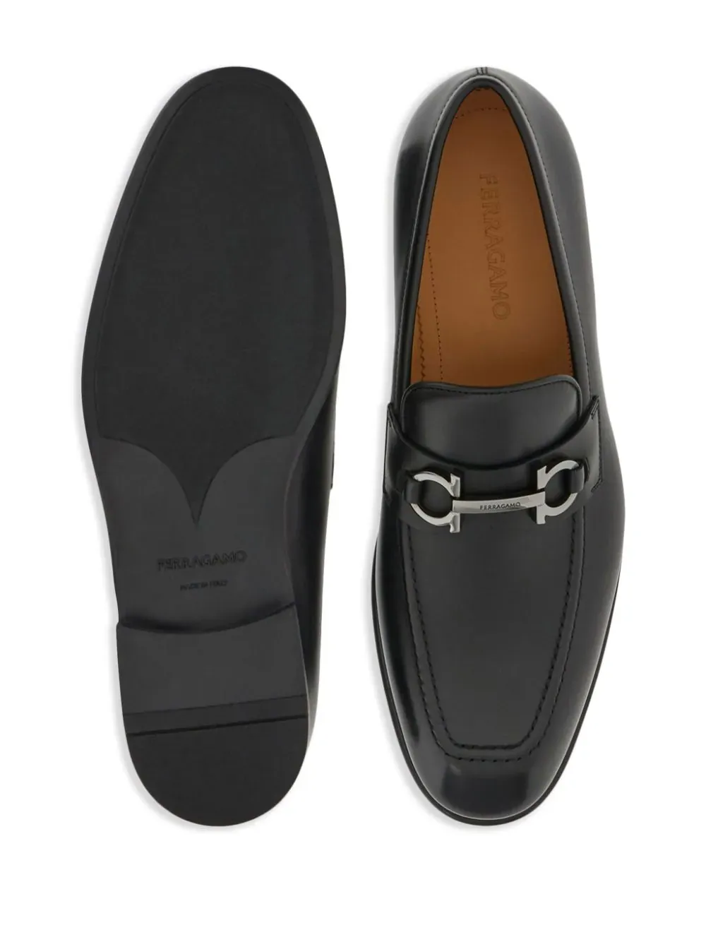 Pantofi loafers FERRAGAMO Gancini Penny negri