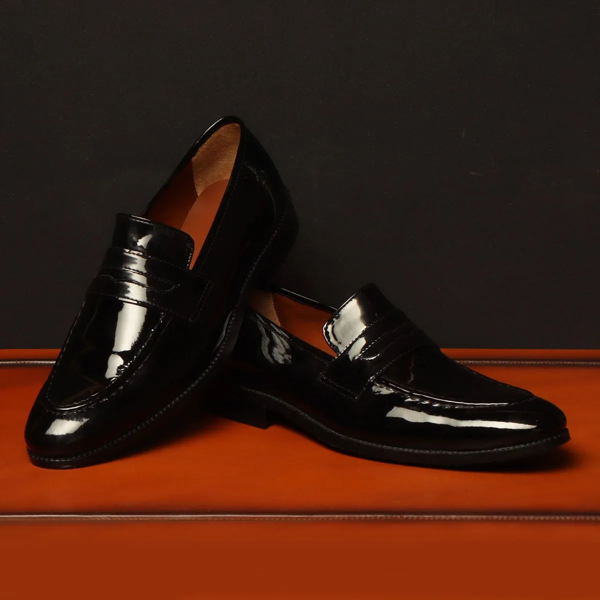 Patent Penny Loafer in Black Genuine Leather