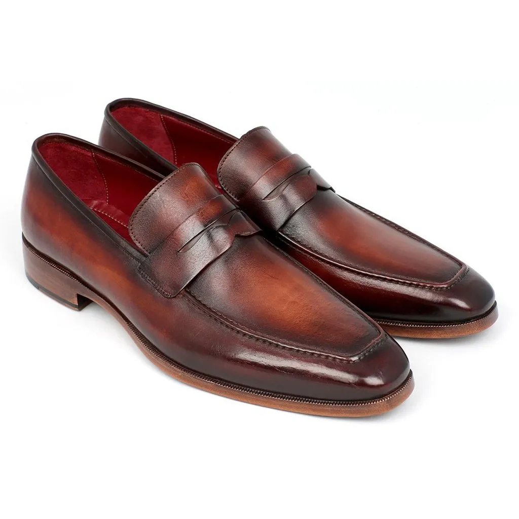 Paul Parkman Men's Penny Loafer Bordeaux and Brown Calfskin (ID#10FD61)