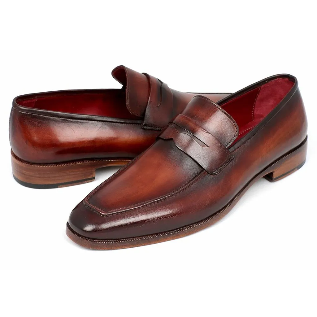 Paul Parkman Men's Penny Loafer Bordeaux and Brown Calfskin (ID#10FD61)