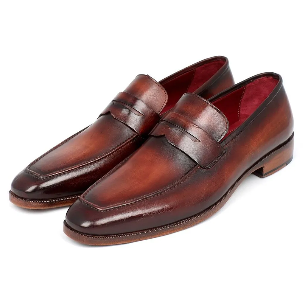 Paul Parkman Men's Penny Loafer Bordeaux and Brown Calfskin (ID#10FD61)